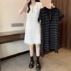 Korean Style Short - Sleeved Tassel - Decorated Sweet - Looking White Slim Knitted Dress Made of Ice Silk Fabric for Women To Wear Outdoors In Summer