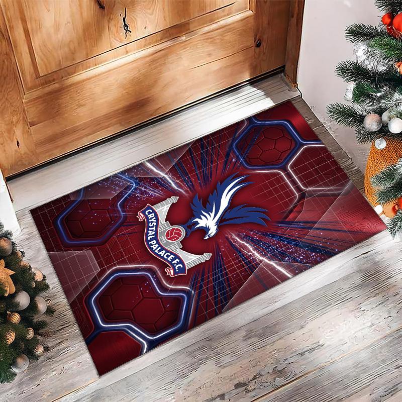 Crystal Palace Football Print Crystal Velvet Rug, Comfortable Water Absorbent Non Slip Indoor Floor Carpet