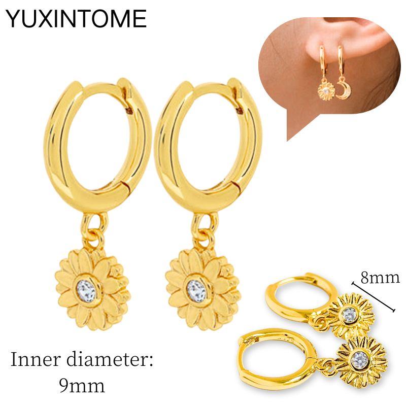 925 Sterling Silver Needle Vintage Square Round Pendant Earrings For Women Crystal Shell Geometric Earrings Fashion Jewelry