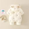 2025 Fleece-lined Hooded Infant Romper - Warm Cotton Jumpsuit for Boys and Girls