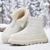 High-top Snow Boots with Fleece Warm Elastic Bands Men's Plus-size Anti-slip Flat Heels Outdoor Mid-calf Thick-soled Shoes