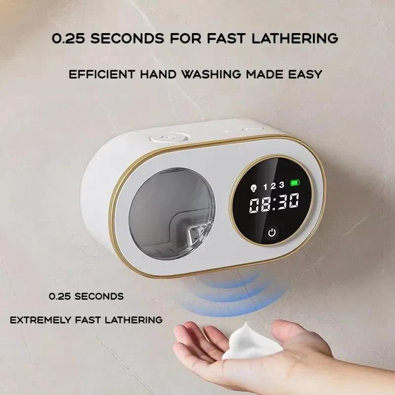 Liquid Foam Automatic Soap Dispensers Time Temperature Display Human Body Induction Hand Wash Waterproof Soap Dispenser