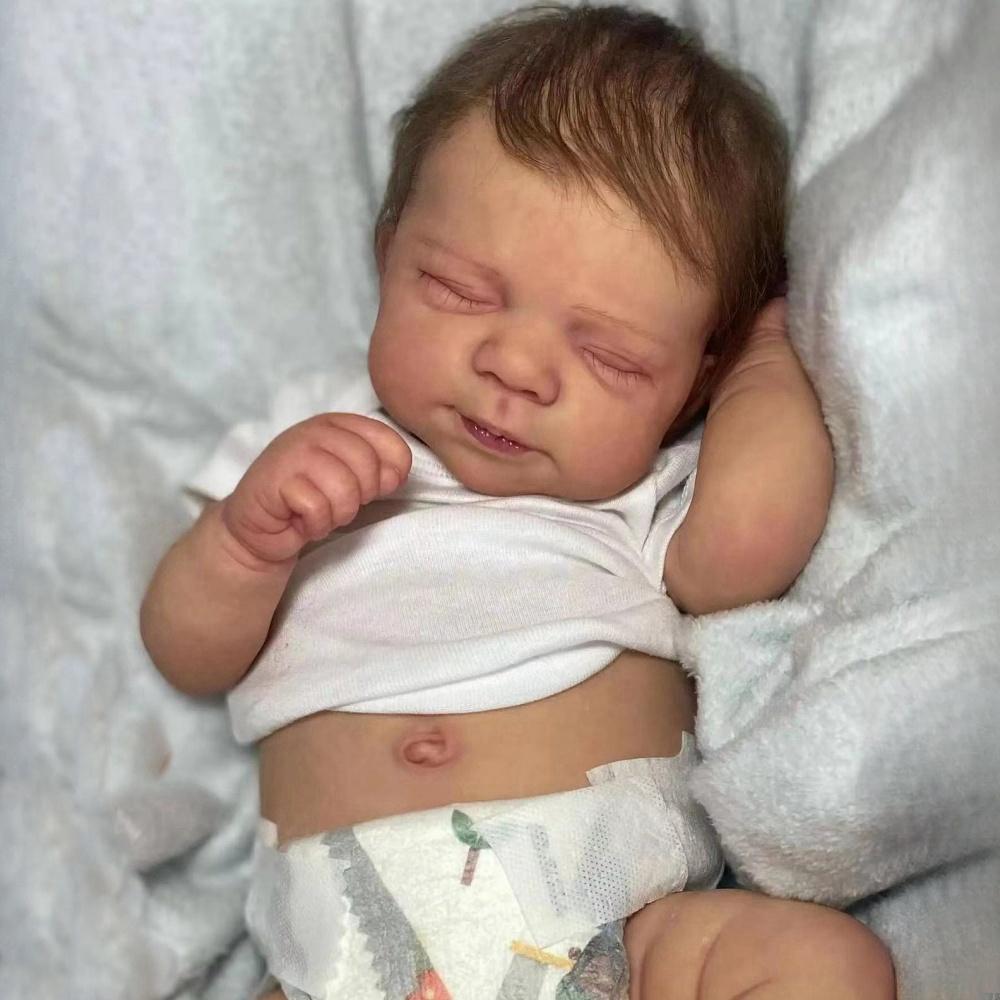Lifelike 49cm Full Silicone Body Reborn Baby Doll Pascale Lovely Sleeping Girl Baby Doll Toys Realistic Implanted Hair Newborn Doll Kids Birthday Gift
