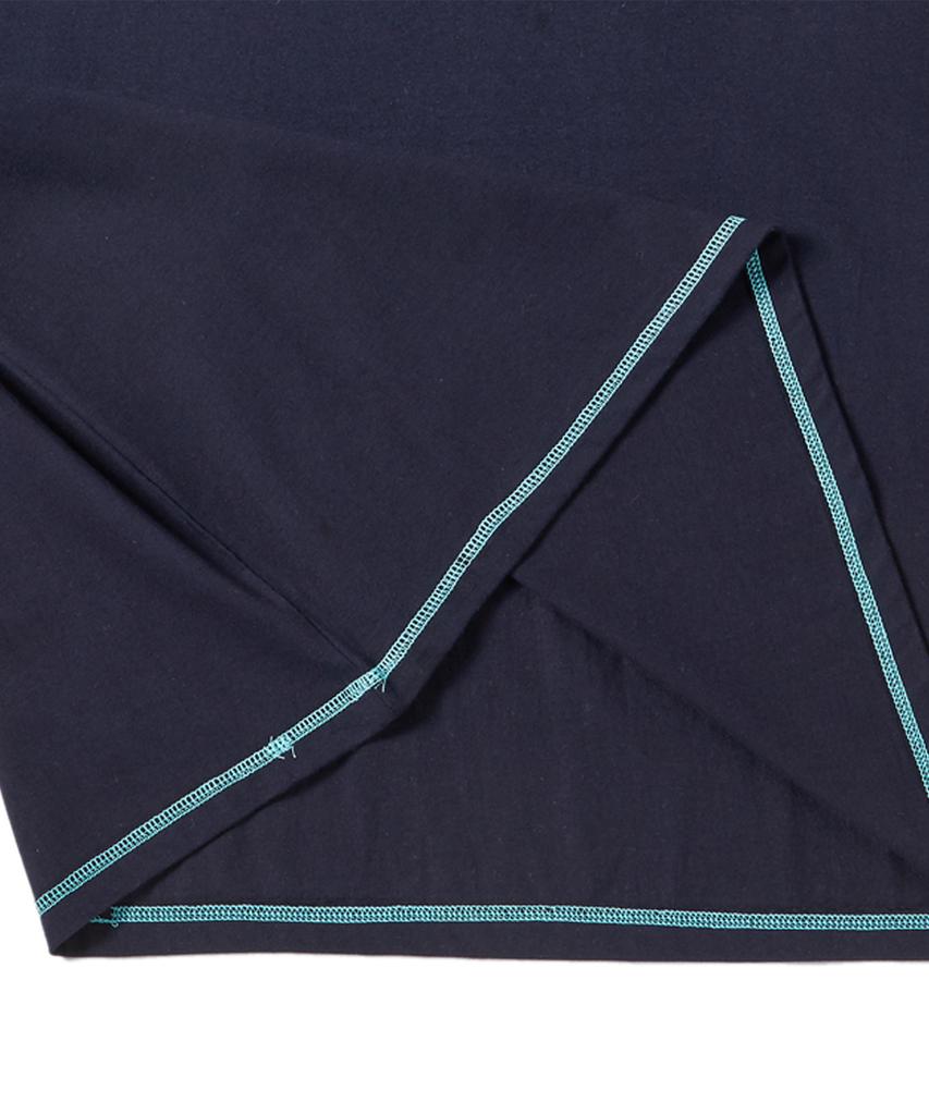 BEYOND CLOSET [Collection Line] Hand-Print Detail Cotton Short Sleeve T-Shirt Navy