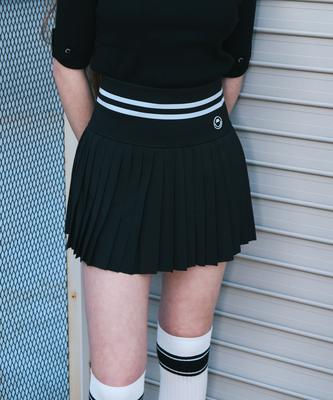 Mongbirdy Golf Breeze Pleated Banding Skirt Black