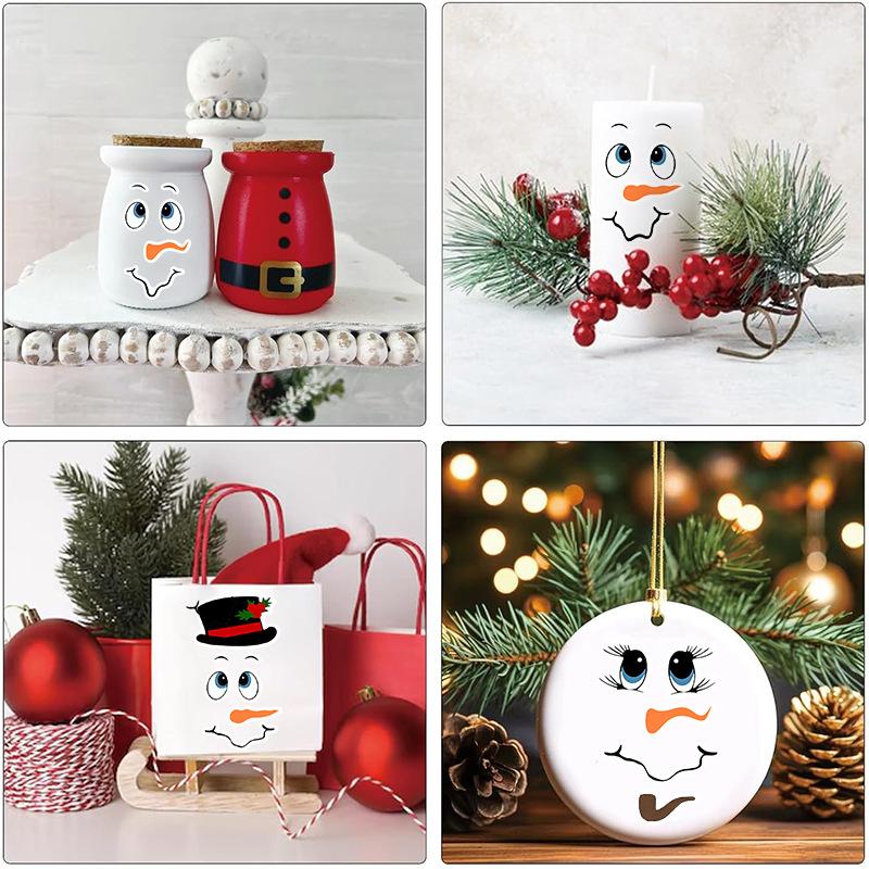 Cute cartoon window decoration window sticker self-adhesive Christmas snowman emoji wall sticker