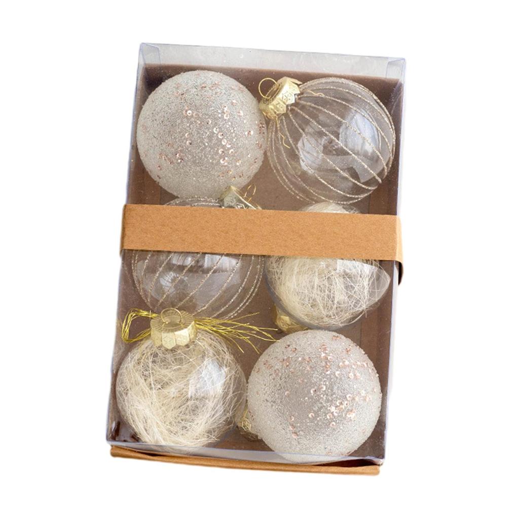 6Pcs Christmas Balls Ornaments DIY Hanging Crafts 8cm Xmas Tree Decor Christmas Pendants for Garland Party Favor Festive Xmas