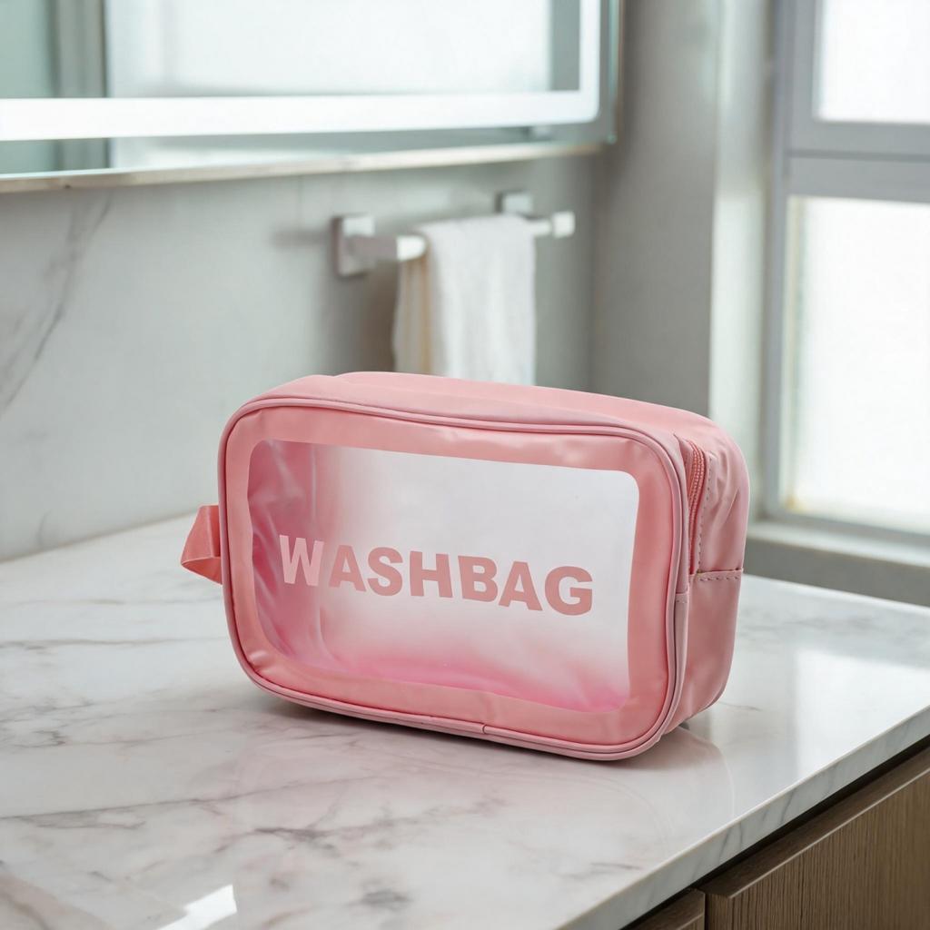 Spacious Frosted PU Toiletries Bag Transparent Waterproof Travel Bag
