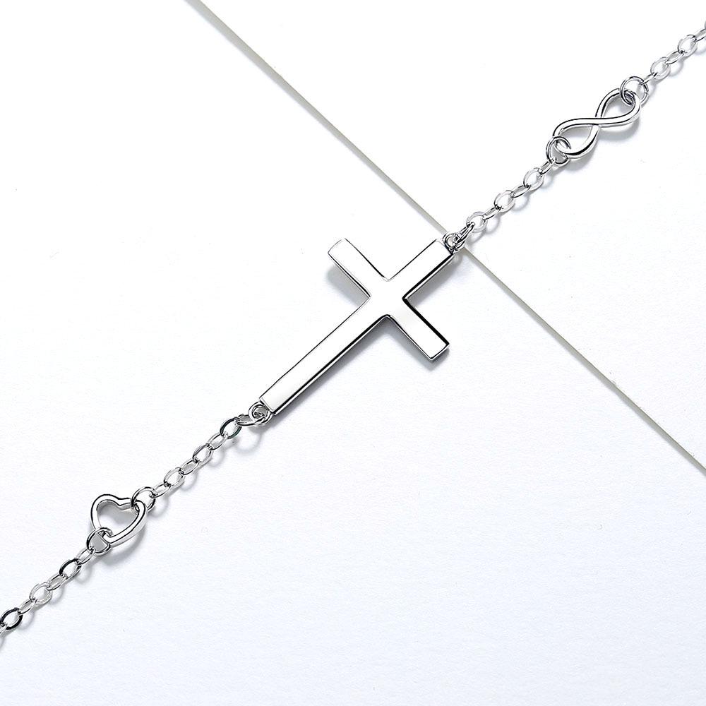 925 Silver Cross Bracelet: Elegant Unisex Fashion