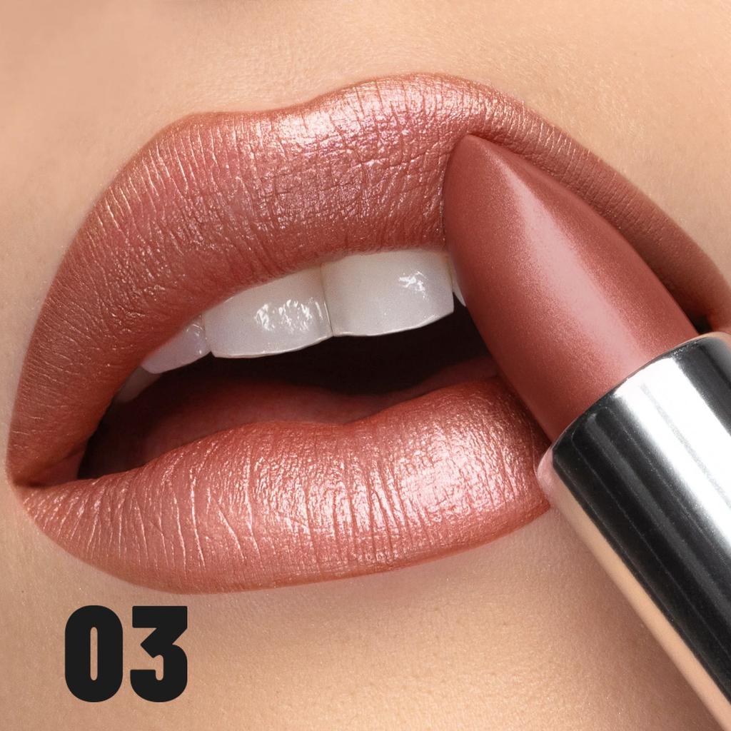 Pearlescent Lipstick Long Lasting Waterproof Pink Rosey Metallic Diamond Lip Stick Create Silky Charming Plump Bold Lip Makeup