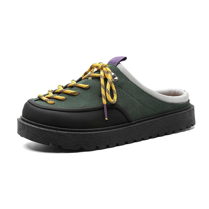 Platform Open Back Casual Shoes Half Shoes for Men Mules Summer Closed-toe Loafers Slippers Backless Slides Sandal Slip On Flats