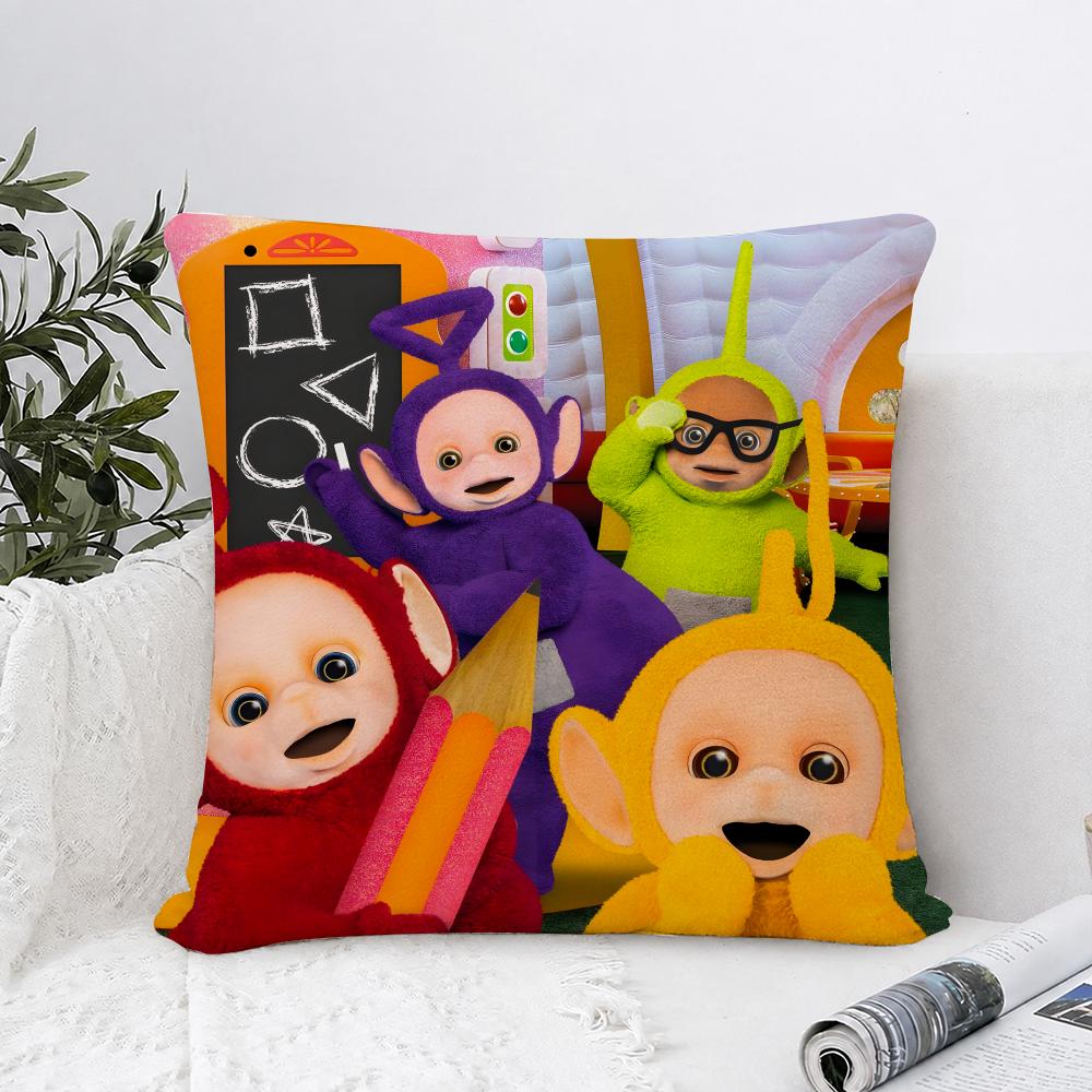 Childrens TTeletubbys Cushion Cover Plush Fabric Soft Double Sided Print Sofa Cushion Cover Throw Pillow Covers
