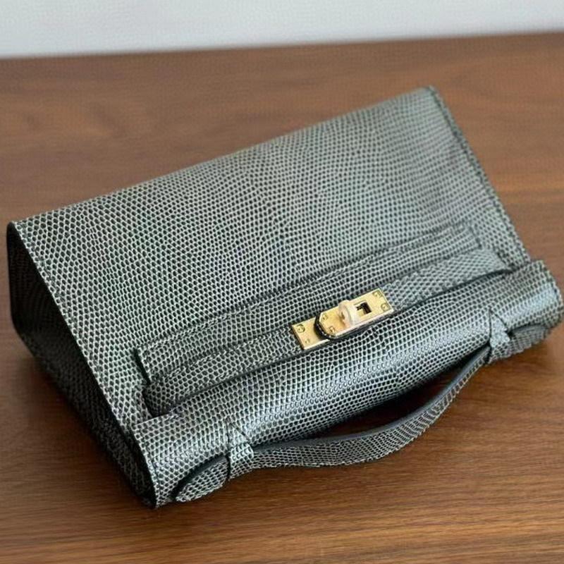 New Generation Lizard Pattern First Layer Cowhide Leather Bag Portable Shoulder Crossbody Small Square Bag Women's Bag
