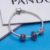 Pandora Purple Sparkling Glass Forget-Me-Not Snake Bone 925 Silver Bracelet Women's Silver PAND00042-OP