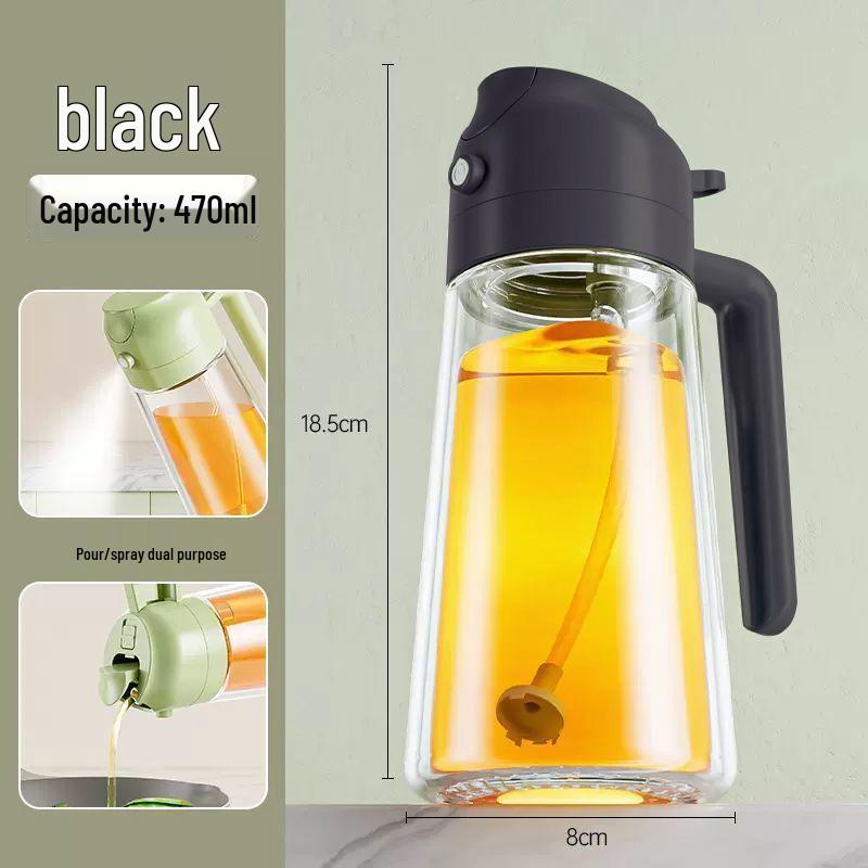 Leak-Proof Dual-Use Glass Oil Spray Bottle for Kitchen