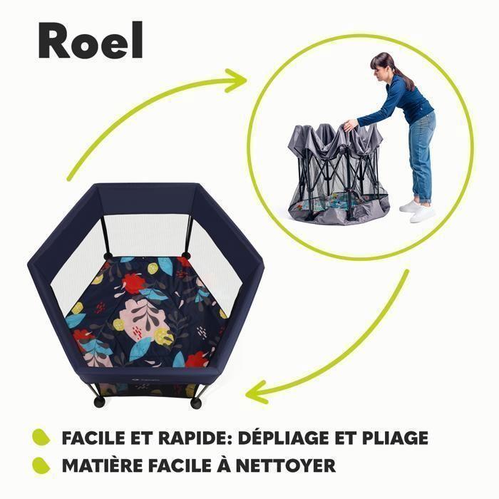 Parc Bébé 136 X 136cm LIONELO Roel - Grand Espace De Jeu - Pliage Et Dépliage Rapides - Bleu