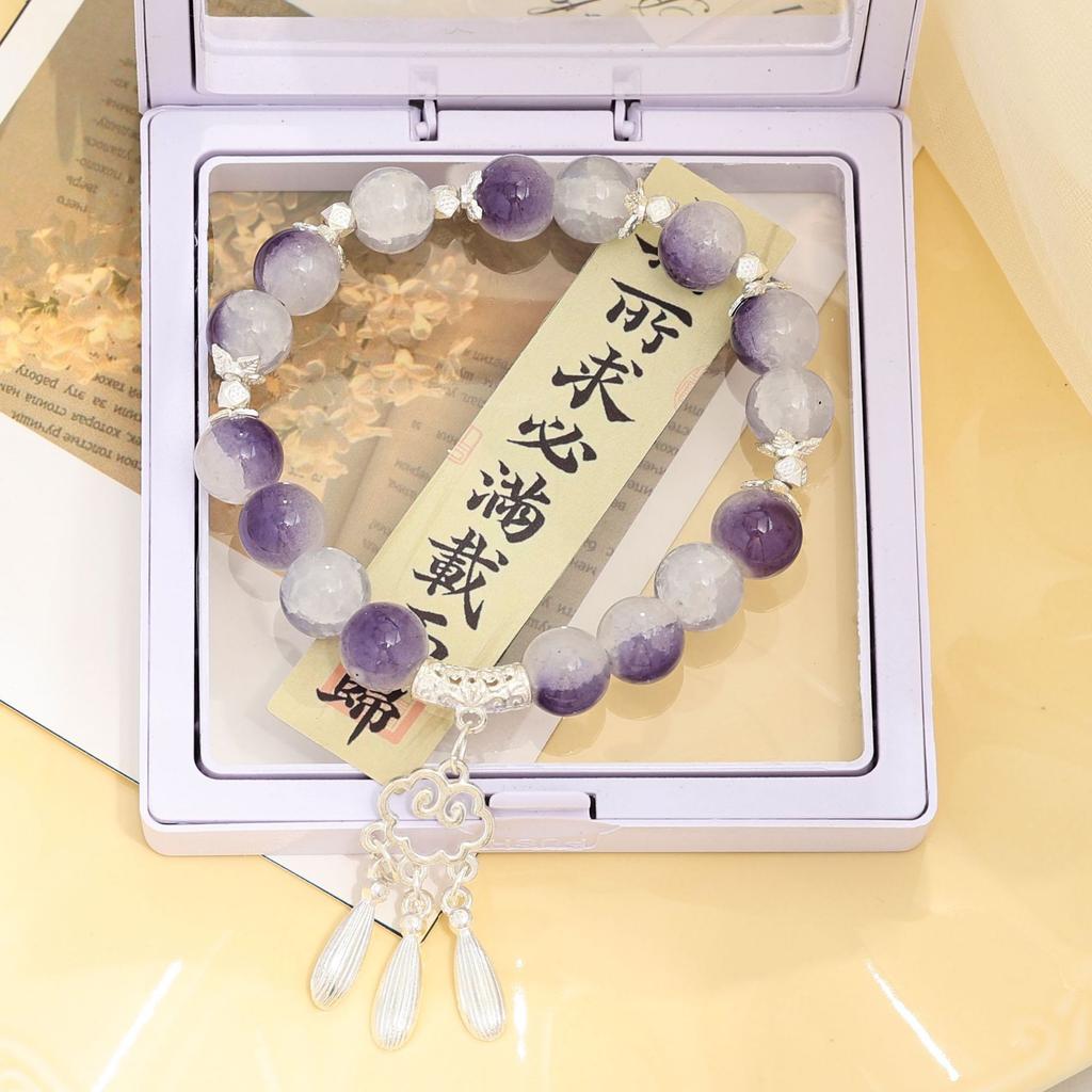 New Chinese style auspicious cloud tassel gradual change glazed bracelet women's summer niche fresh jewelry scenic spot live broadcast