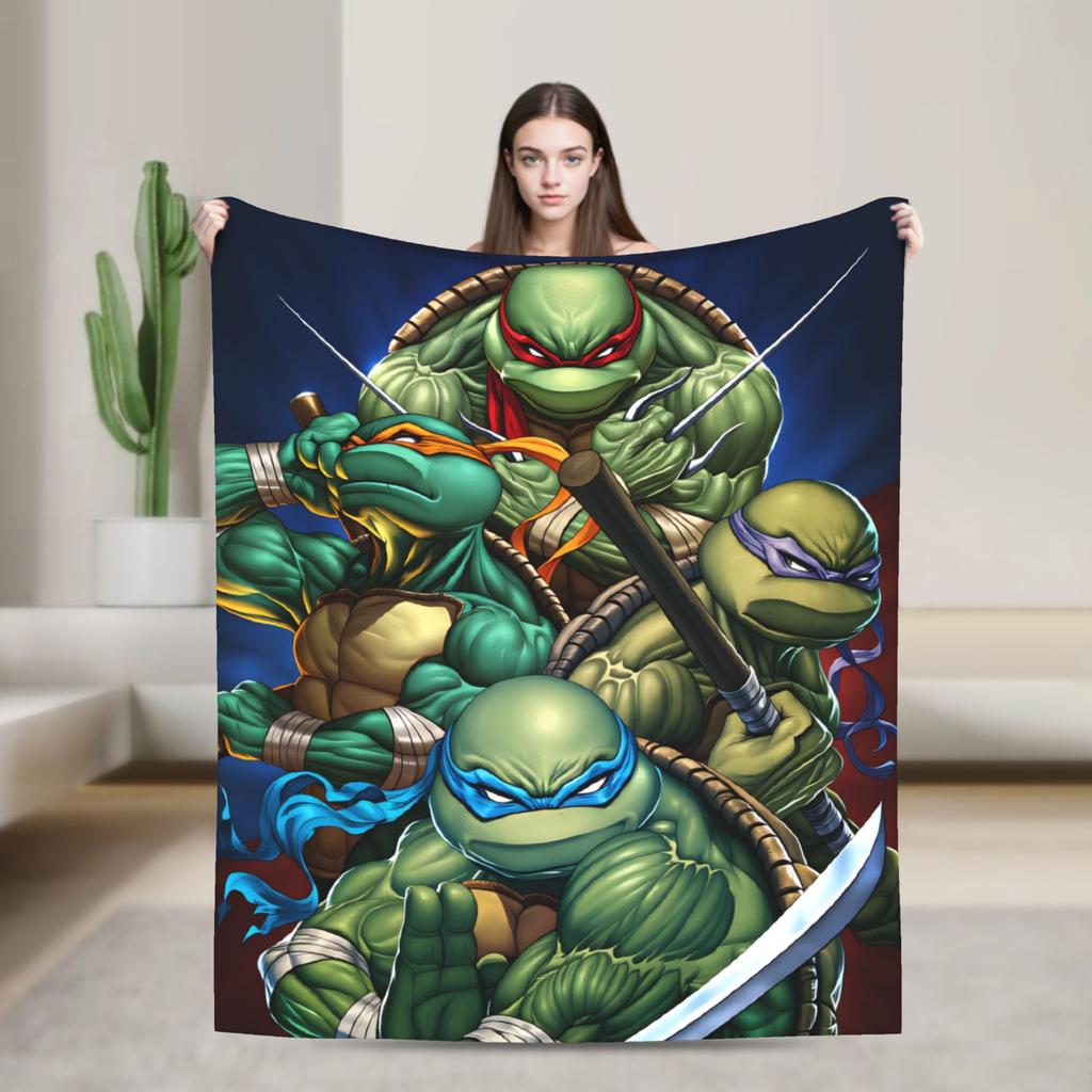 Comic Warm Soft Blankets T-Tmnts Character Decorative Plush Bedding Throws Funny Home Decor Flannel Bedspread Sofa Bed Cover