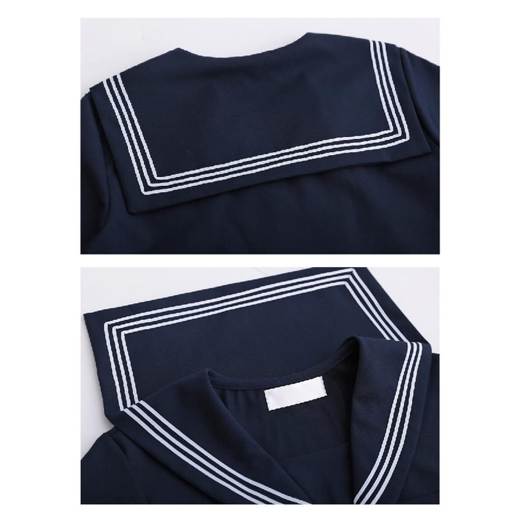 Milky Time Matrosenuniform, Schüleruniform mit Schleife, Cosplay, Highschool-Mädchen, Langarm (Größe L, Marineblau)