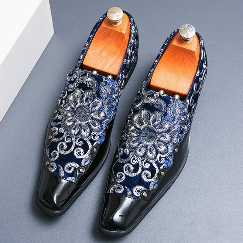 Nowe Męskie Szpiczaste Mokasyny Mieszane z Ćwiekami i Cekinami Męskie Eleganckie Casualowe Buty Mokasyny Buty Imprezowe Buty do Prowadzenia Samochodu Płaskie Obuwie Zapatos Hombre