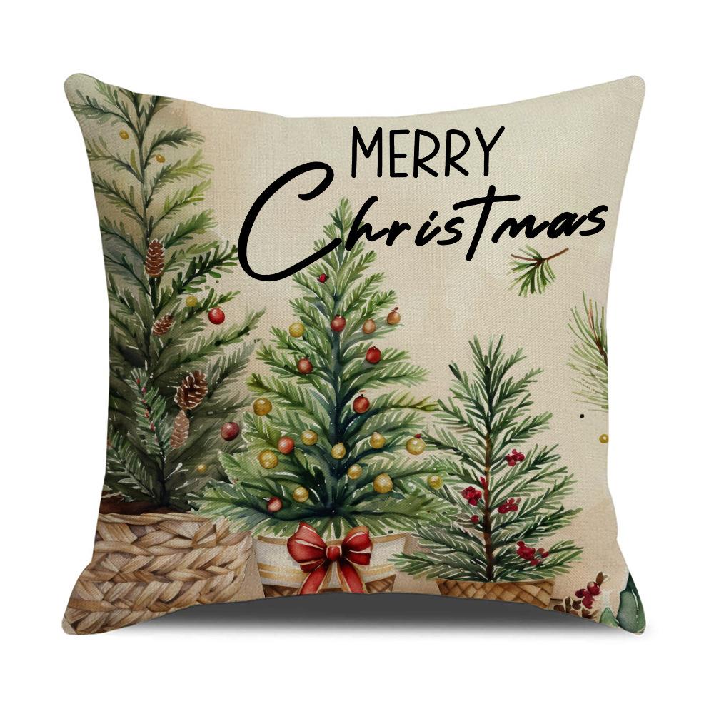 Popular Retro Style Christmas Pillowcase Festive Party Decoration Sofa Pillow Bedroom Bedside Cushion Cover