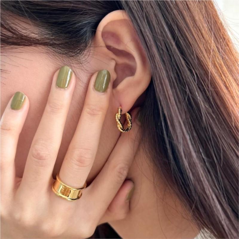 ANENJERY Knitted Twist Hoop Earrings for Women Unique Simple Design Geometric Huggies Jewelry Pendientes Brincos