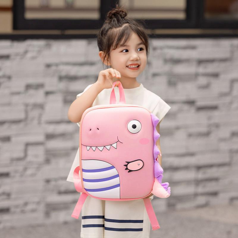 Adorable Cartoon Dinosaur Backpack For Kids Unisex Hard Shell School Bag