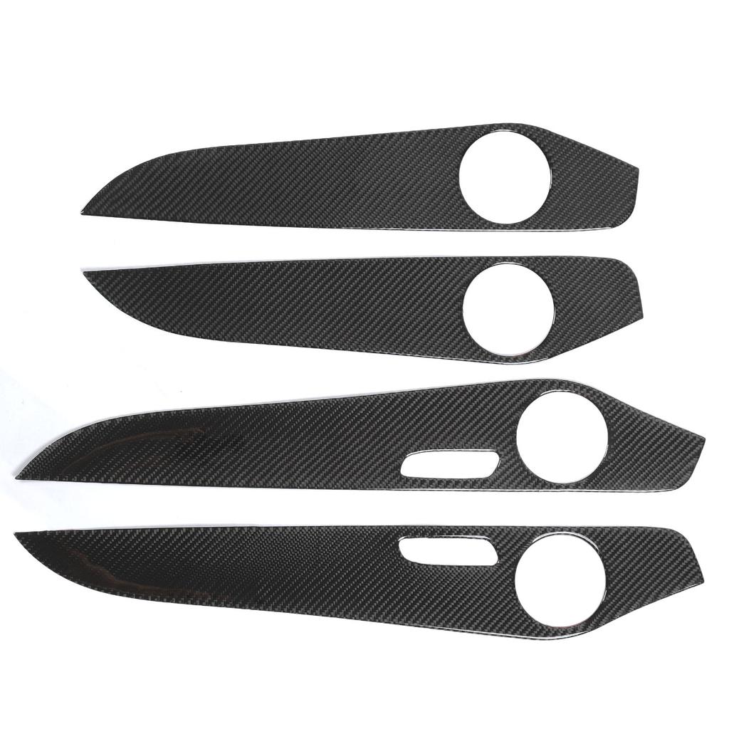 4 Pcs Car Inner Door Panel Cover Glossy Carbon Fiber Interior Door Speaker Decor Cover Replacement for Benz C Class