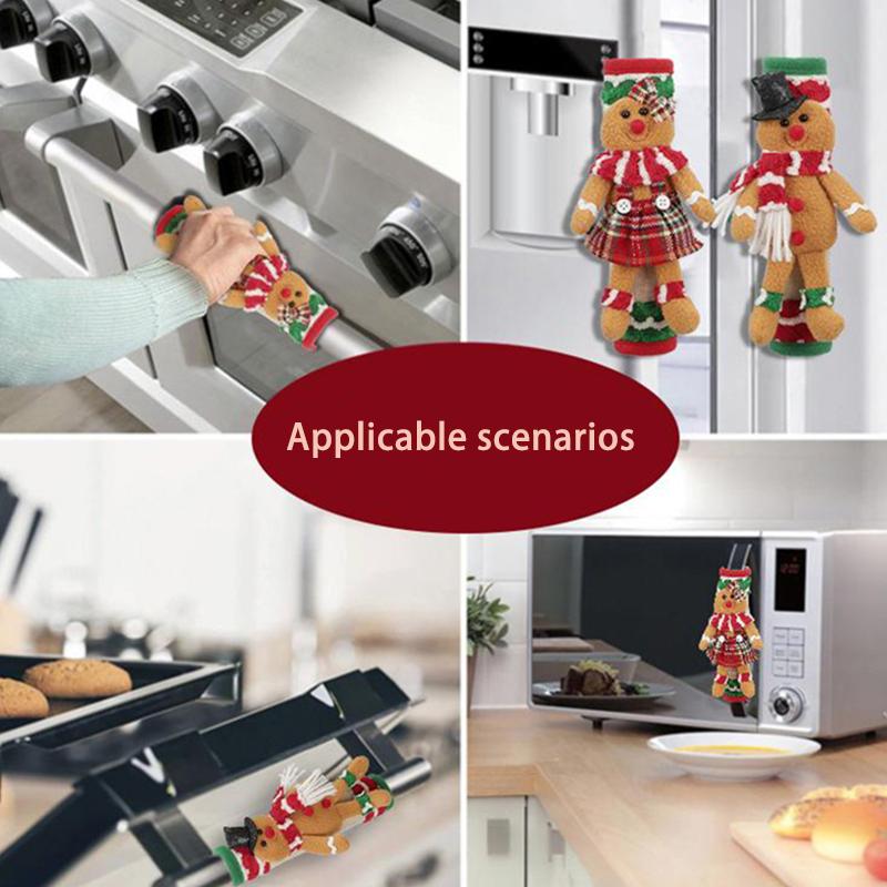 

2Pcs Christmas Refrigerator Handle Covers, Gingerbread Man Christmas Cabinet Handle Covers Decorative Kitchen Appliances Gloves коричневий