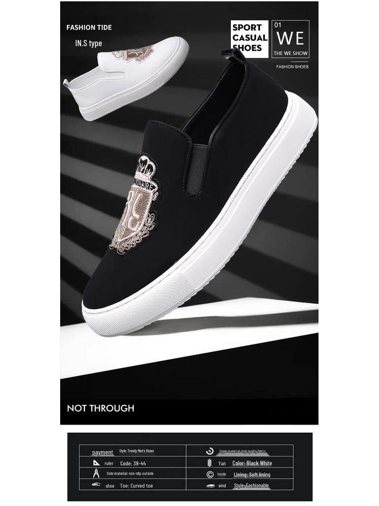 Herren Herbst Casual Slipper Loafer mit britischer Stickerei – Bequem und trendig