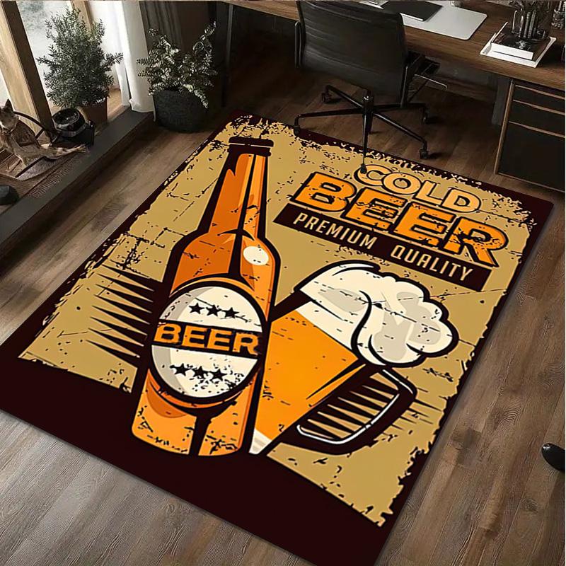 1Pc Beer Print Rug - Home Decoration Carpet For Living Room Bedroom Flooring Computer Chair Area Rug