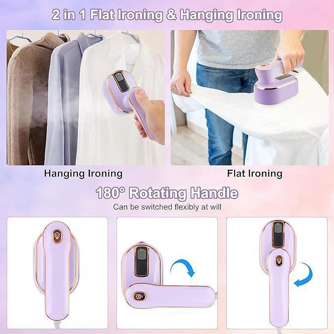 Dual-Mode Rotating Steam Iron for Dorms & Homes