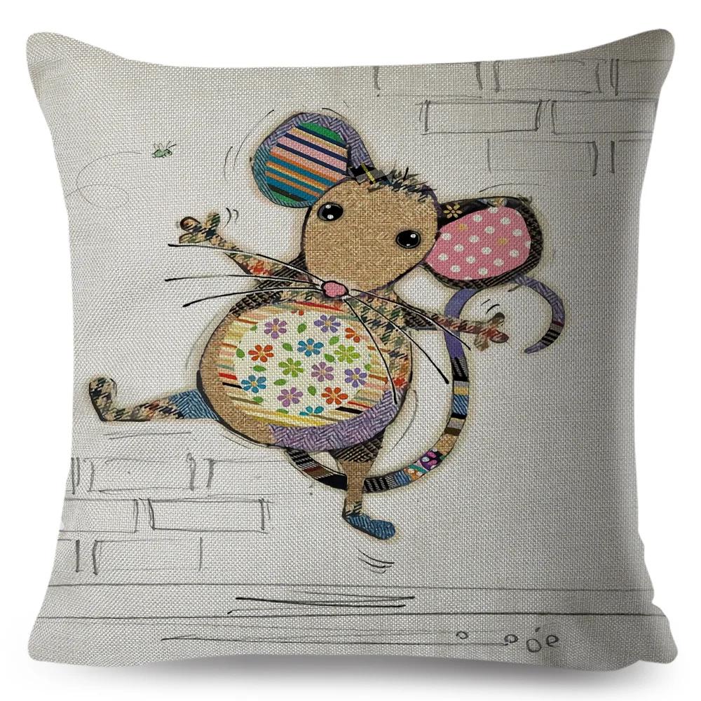 Nordic Style Cartoon Monkey Dog Cat Rabbit Cushion Cover Decor Children Drawing Animal Pillow Case for Sofa Home Car Pillowcase