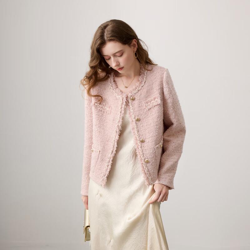 

Sancai 2025 Winter Bright Silk Tweed Round Neck Short Coat L 165/88A