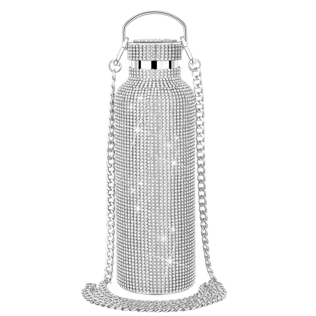 Botella de Agua de Diamante Rhinestone Bling Termo Glitter Botellas Acero Inoxidable Botella de Agua Aislada Regalo