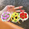 Portable Keychain Hand-Crocheted Wool Rose Petal Mini Bouquet Decoration Keychain Pendant Bags Backpacks Accessory