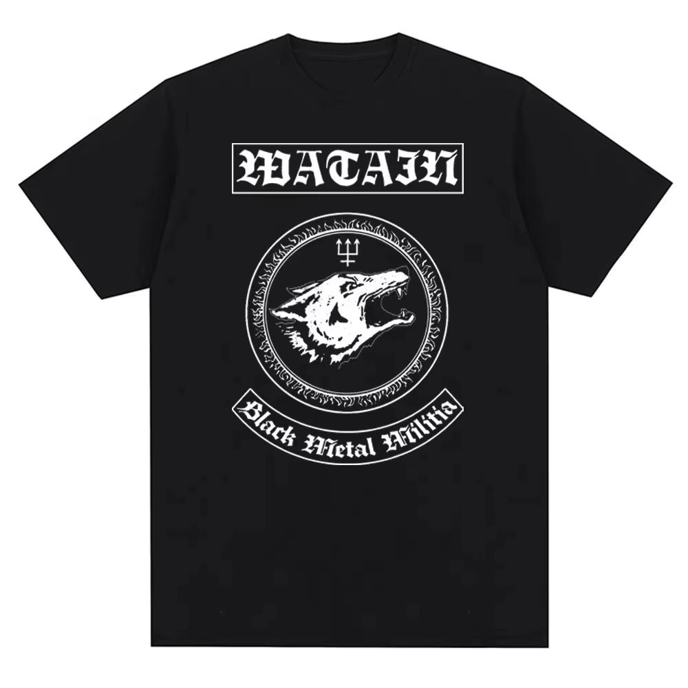 

2025 Летняя мода для мужчин, одежда Watains Band Print Graphic Tshirt Чистый хлопок Круглый вырез Футболки Harajuku Повседневная одежда XXXL