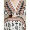 DIMANAF Summer Women New 2025 Basic Plus Size V-Neck Dress Casual Linen Printing Short Sleeve Dress Loose Dress