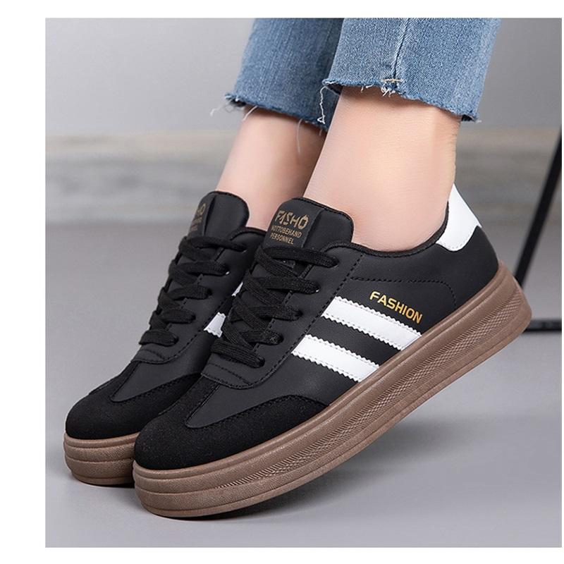 

New Spring And Autumn Versatile Casual Shoes Non-slip Wear-resistant Thick Sole Women s Shoes Soft Sole German Training Shoes 35 чёрный