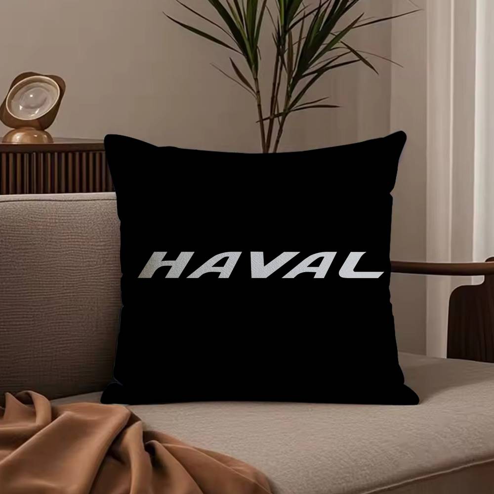 

Luxury H-Haval Logo Pillow Case Anti-dustmite Pillowcase Invisible zipper silky short plush Sofa cushion cover 30cmx30cm