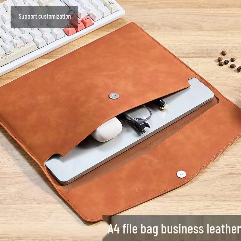 A4 Leather Document Briefcase: Minimalist, Retro, Waterproof, Large Capacity, Single Layer Business Bag