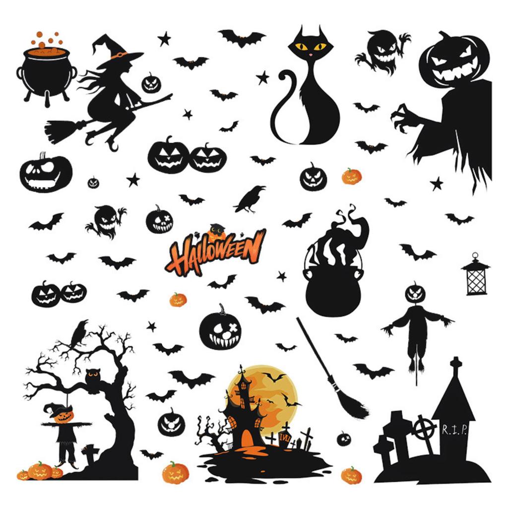 Halloween Static Cling Window Decals for Living Room Bedroom Holiday Party Decorations