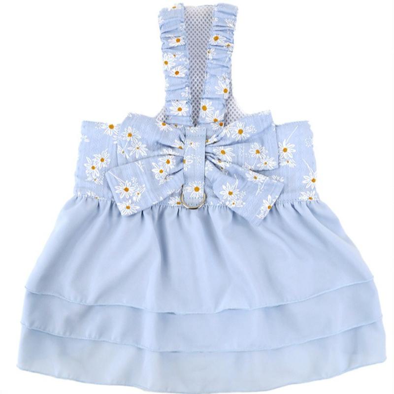 Cute Dog Skirt Cotton Pet Breathable Dress Teddy Little Daisy Skirt Chest and Back Clothes Pet Products
