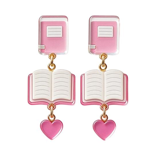 Boucles d'oreilles pendantes mignonnes en acrylique 1 paire Enseignante pour femmes, Thème Fête Commémorative Fête, Boucles d'oreilles Chiffre Alphabet Crayon Crayon Sac à dos 2D, Premier Jour