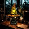 Stained Glass Witch Hat Lamp Halloween Hat Lamp Table Lamp for Living Room Home Bedroom Decorati