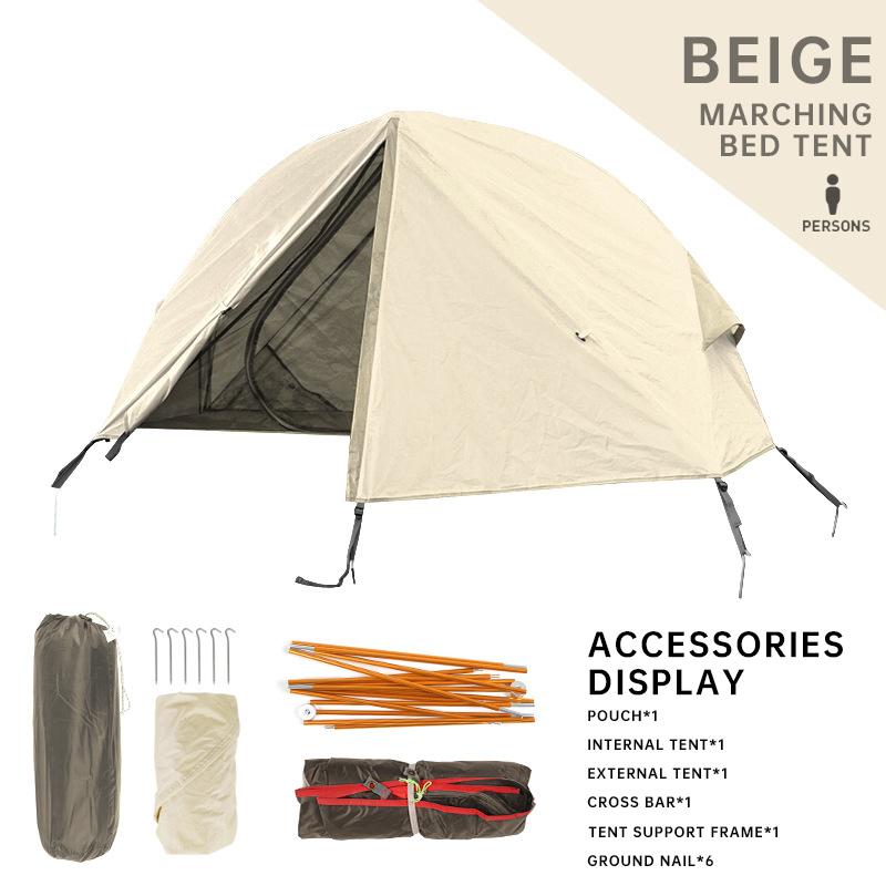 Outdoor Camping Tent, Foldable Bunk Bed Tent, Portable Single Person Marching Bed Tent, Mosquito Proof Beach Tent, Hiking Tent