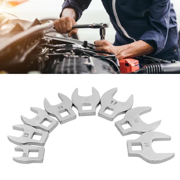 8Pcs 3/8inch Drive Crowfoot Wrench Set 10-19mm Foot Open End Spanner Torques Wrenches Key Kit Hand Tool Accessories