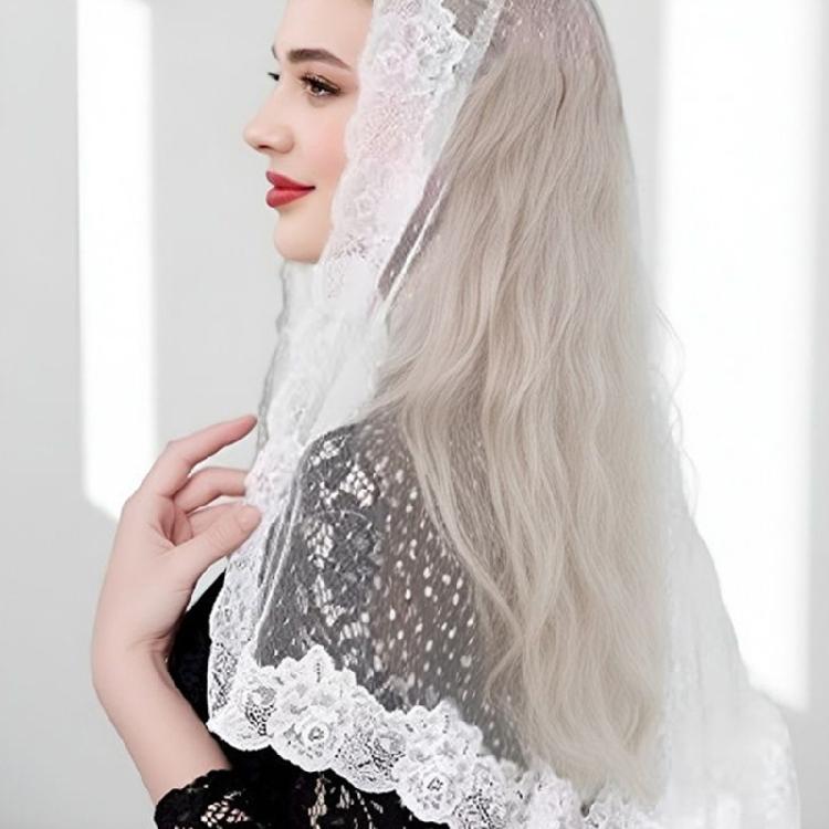 Single Short Tulle Bridal Veils Modern Mantilla Veils Lace Shawl Wrap for Wedding Ceremony Chapels Event Head Accessory