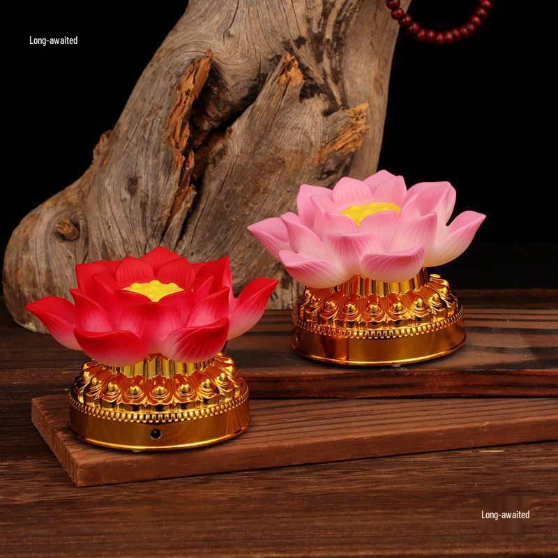 Seven-Color LED Lotus Lamp: Dual-Power Buddha Offering Light with Everlasting Seven Stars Illumination