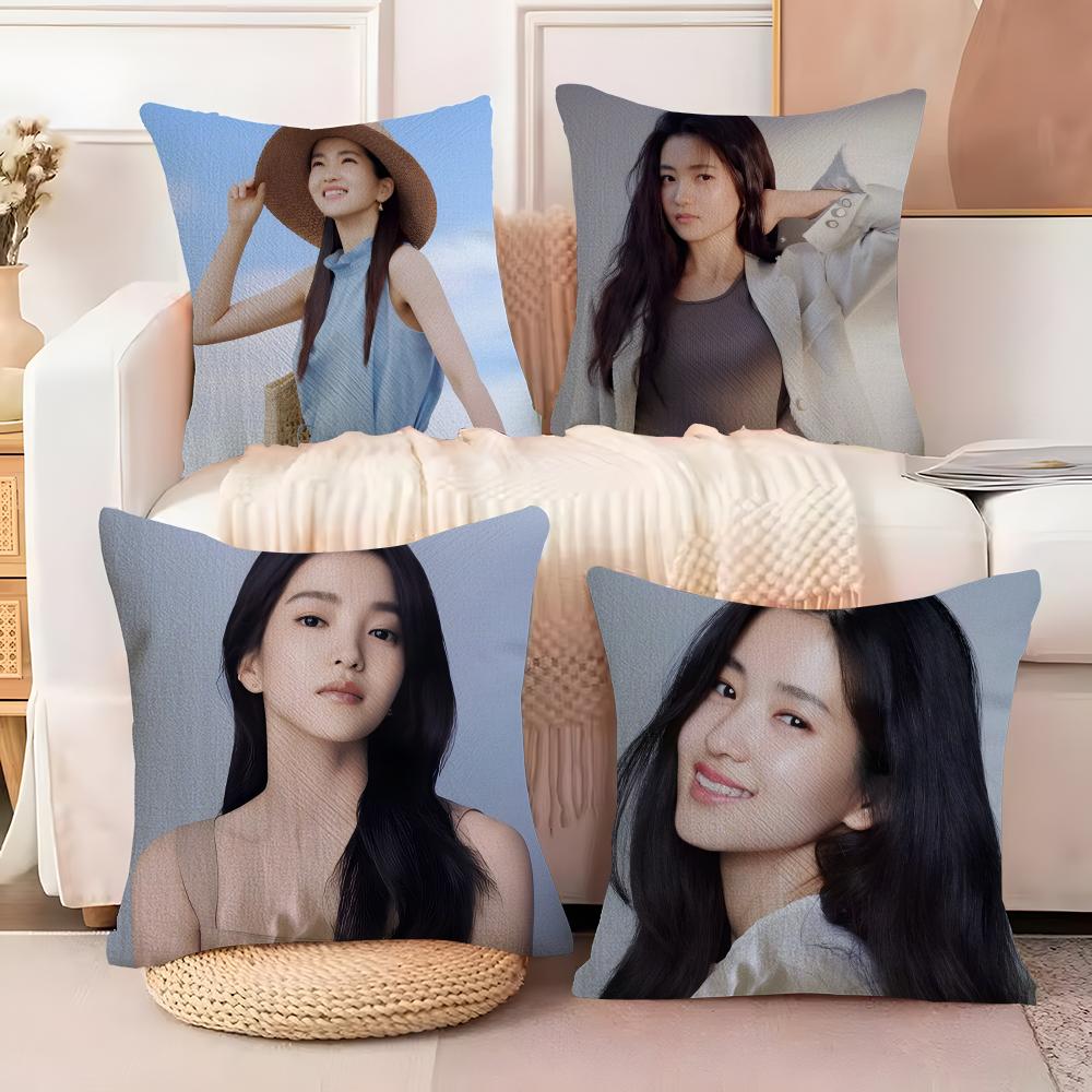 Kim Tae Ri Cushion Cover Soft Plush Fabric Double-Sided Printed Sofa Cushion Cover For All Seasons Home Decor Gift